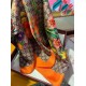 Replica Gucci floral elements and old flower GG scarf 90 x 90 Orange