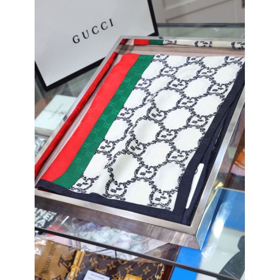Replica Gucci printed silk scarf 110 x 110 White