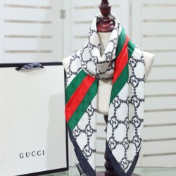 Replica Gucci printed silk scarf 110 x 110 White