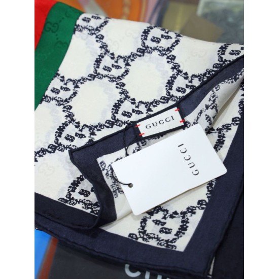 Replica Gucci printed silk scarf 110 x 110 White