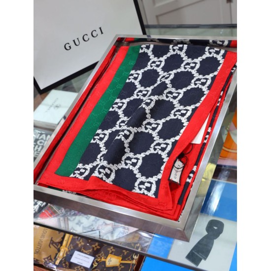 Replica Gucci printed silk scarf 110 x 110 Black