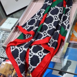 Replica Gucci printed silk scarf 110 x 110 Black
