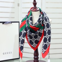 Replica Gucci printed silk scarf 110 x 110 Black