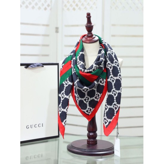 Replica Gucci printed silk scarf 110 x 110 Black