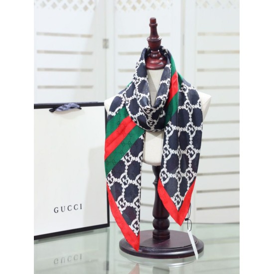 Replica Gucci printed silk scarf 110 x 110 Black
