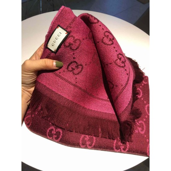 Fake Gucci Classic wool jacquard scarf 48 x 180 Purple Replica