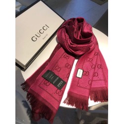 Fake Gucci Classic wool jacquard scarf 48 x 180 Purple Replica
