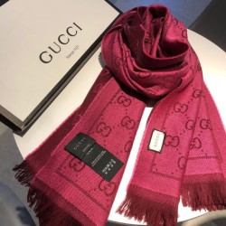 Fake Gucci Classic wool jacquard scarf 48 x 180 Purple Replica