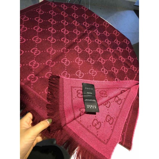 Fake Gucci Classic wool jacquard scarf 48 x 180 Purple Replica