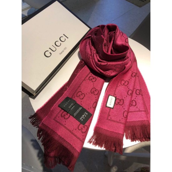 Fake Gucci Classic wool jacquard scarf 48 x 180 Purple Replica