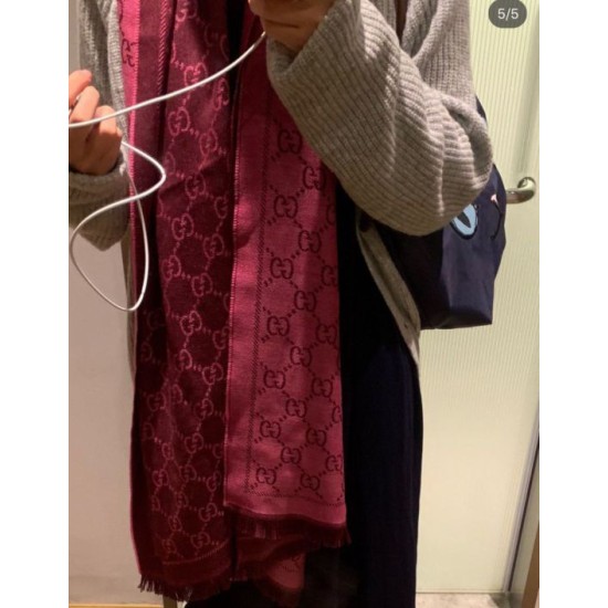 Fake Gucci Classic wool jacquard scarf 48 x 180 Purple Replica