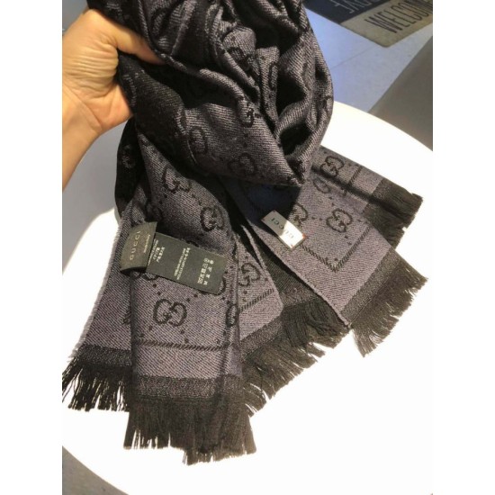 Fake Gucci Classic wool jacquard scarf 48 x 180 Light Coffee Replica