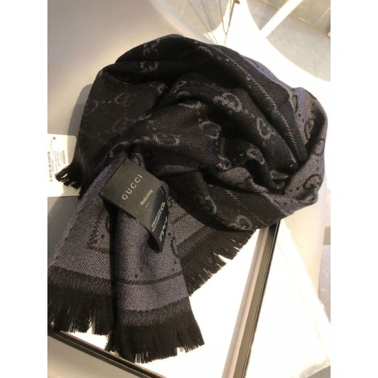 Fake Gucci Classic wool jacquard scarf 48 x 180 Light Coffee Replica