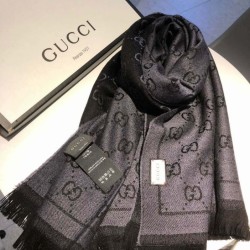 Fake Gucci Classic wool jacquard scarf 48 x 180 Light Coffee Replica