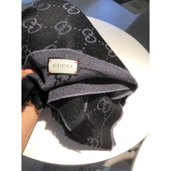 Fake Gucci Classic wool jacquard scarf 48 x 180 Light Coffee Replica
