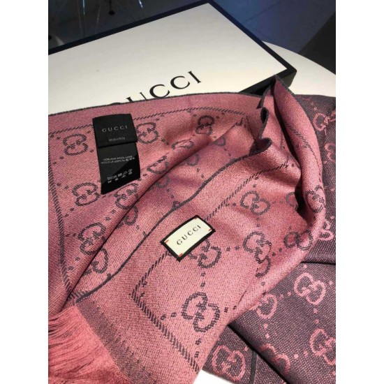 Fake Gucci Classic wool jacquard scarf 48 x 180 Pink Replica