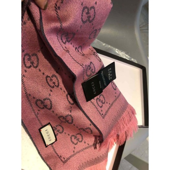 Fake Gucci Classic wool jacquard scarf 48 x 180 Pink Replica