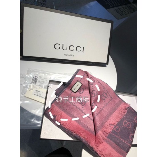 Fake Gucci Classic wool jacquard scarf 48 x 180 Pink Replica