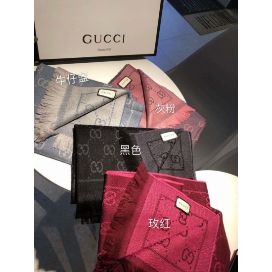 Fake Gucci Classic wool jacquard scarf 48 x 180 Pink Replica