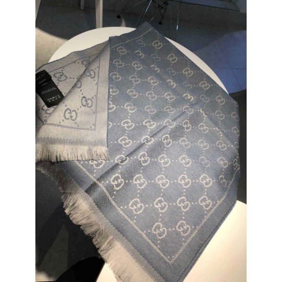 Replica Gucci Classic wool jacquard scarf 48 x 180 Gray
