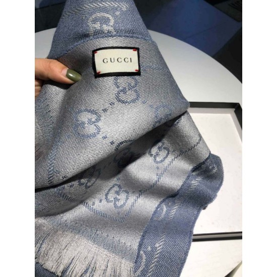 Replica Gucci Classic wool jacquard scarf 48 x 180 Gray