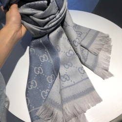 Replica Gucci Classic wool jacquard scarf 48 x 180 Gray
