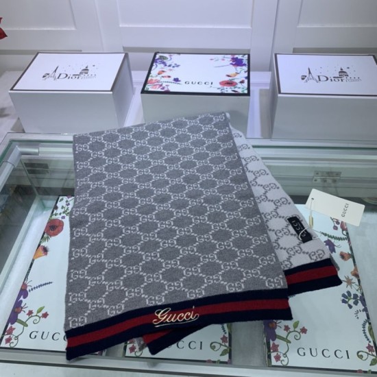 Replica Gucci cashmere jacquard scarf 30 x 190 Gray