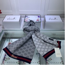Replica Gucci cashmere jacquard scarf 30 x 190 Gray