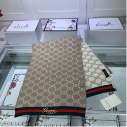 Replica Gucci cashmere jacquard scarf 30 x 190 Brown