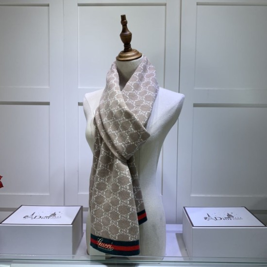 Replica Gucci cashmere jacquard scarf 30 x 190 Brown