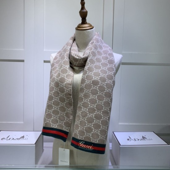 Replica Gucci cashmere jacquard scarf 30 x 190 Brown