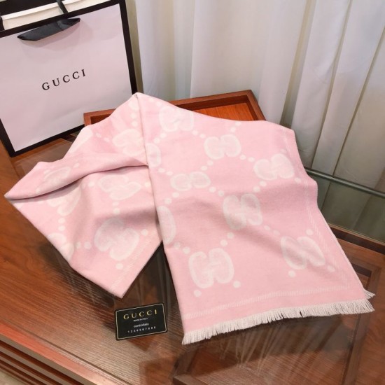 Replica Gucci Double-sided two-tone Wool Scarf 50 x 200 Pink