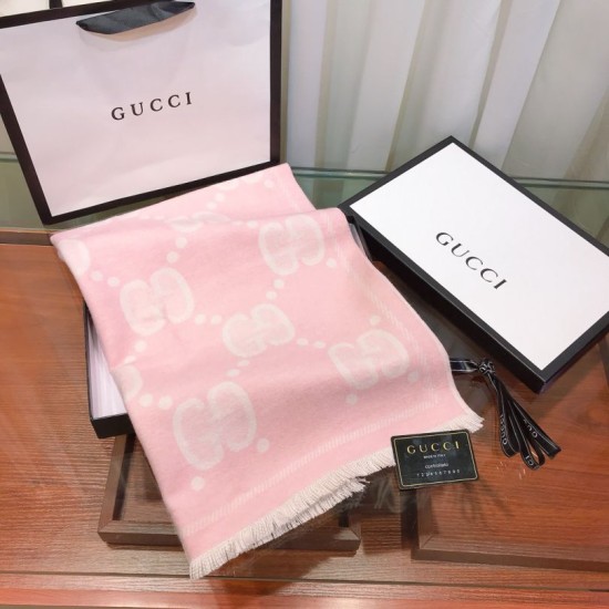 Replica Gucci Double-sided two-tone Wool Scarf 50 x 200 Pink