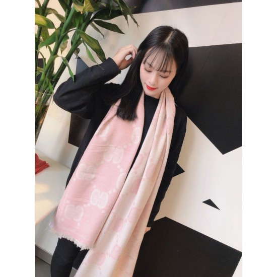 Replica Gucci Double-sided two-tone Wool Scarf 50 x 200 Pink