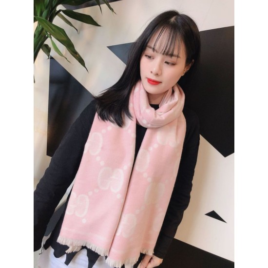 Replica Gucci Double-sided two-tone Wool Scarf 50 x 200 Pink