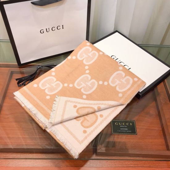 Replica Gucci Double-sided two-tone Wool Scarf 50 x 200 Brown
