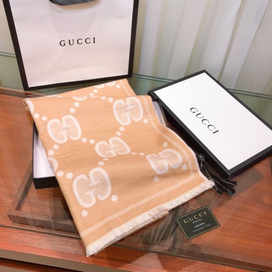 Replica Gucci Double-sided two-tone Wool Scarf 50 x 200 Brown