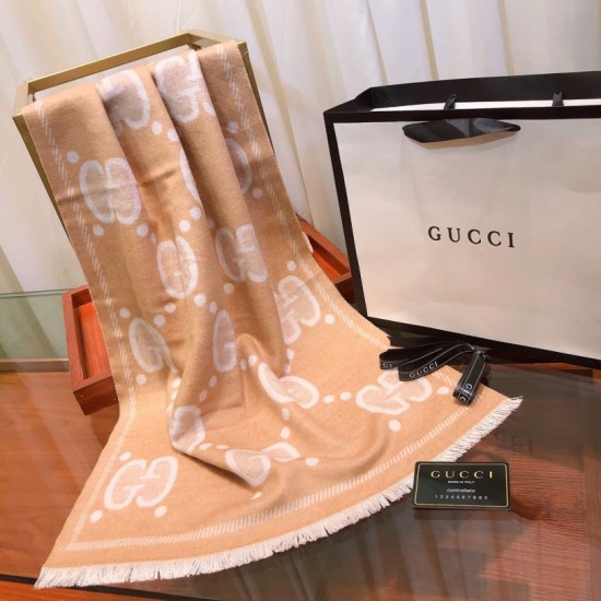 Replica Gucci Double-sided two-tone Wool Scarf 50 x 200 Brown