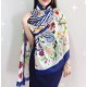 Fake Gucci classic floral cashmere scarf 100 x 200 Blue Replica