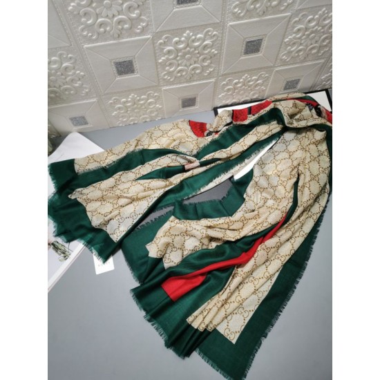 Fake Gucci Classic Cashmere Scarf 100 x 200 Green Replica