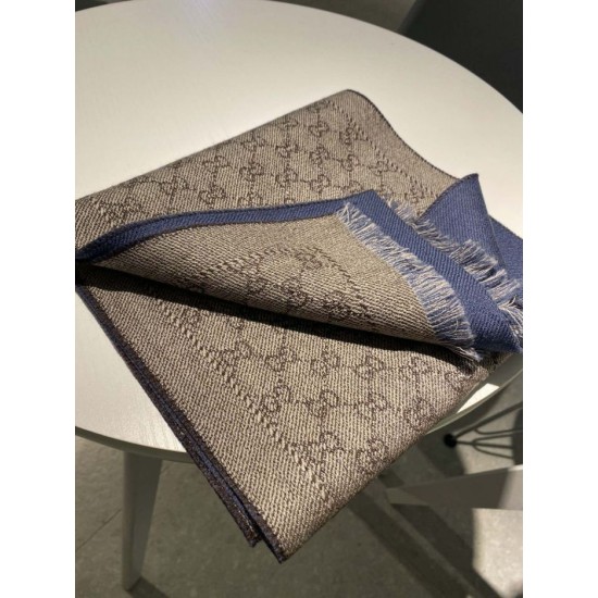 Fake Gucci GG jacquard cashmere scarf 23 x 180 Dark Blue Replica