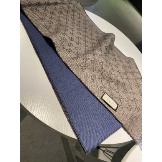 Fake Gucci GG jacquard cashmere scarf 23 x 180 Dark Blue Replica