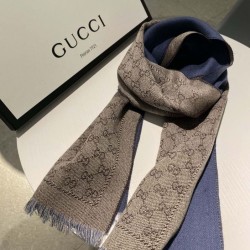 Fake Gucci GG jacquard cashmere scarf 23 x 180 Dark Blue Replica