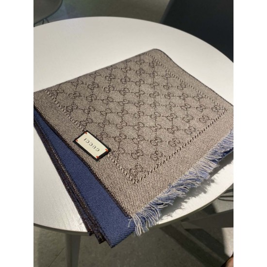 Fake Gucci GG jacquard cashmere scarf 23 x 180 Dark Blue Replica