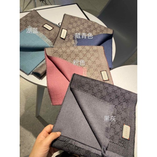 Fake Gucci GG jacquard cashmere scarf 23 x 180 Dark Blue Replica