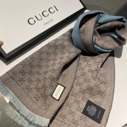 Replica Gucci GG jacquard cashmere scarf 23 x 180 Light Blue
