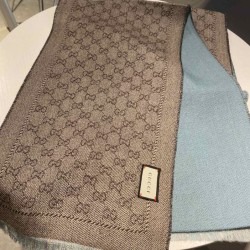 Replica Gucci GG jacquard cashmere scarf 23 x 180 Light Blue