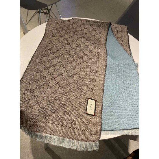 Replica Gucci GG jacquard cashmere scarf 23 x 180 Light Blue