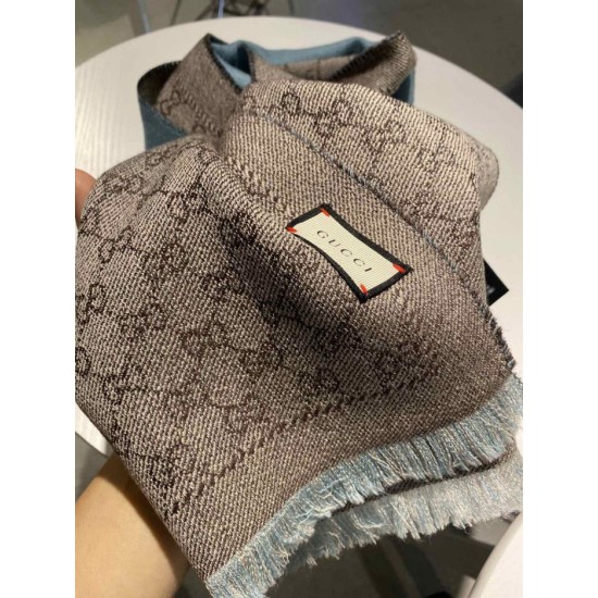 Replica Gucci GG jacquard cashmere scarf 23 x 180 Light Blue