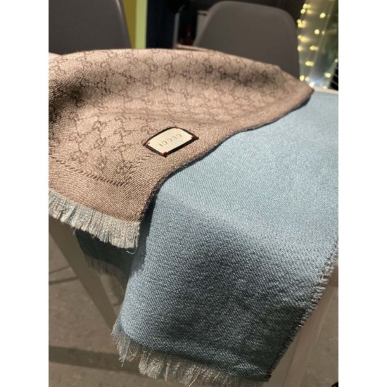 Replica Gucci GG jacquard cashmere scarf 23 x 180 Light Blue